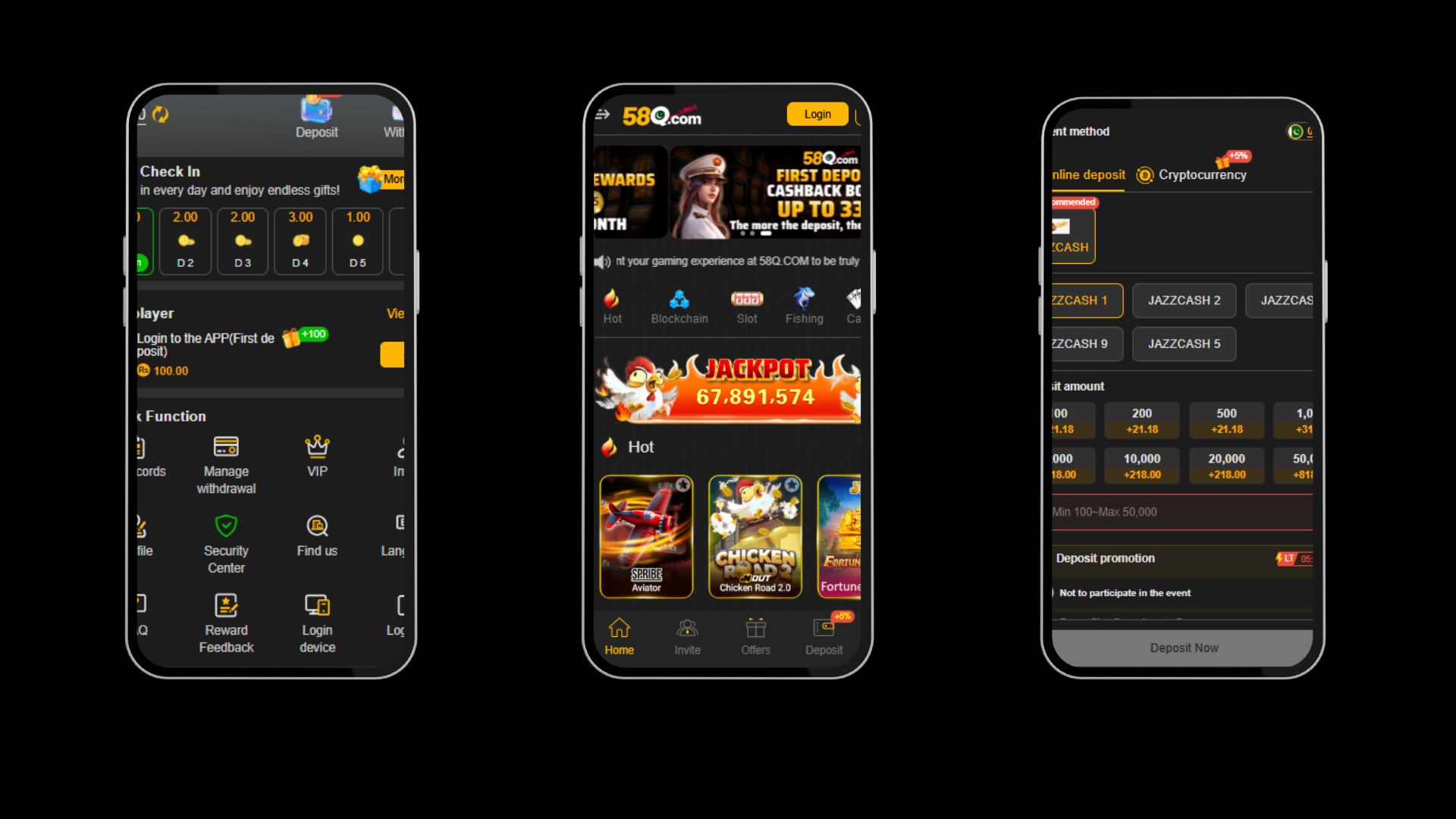 58Q Game Withdrawal and Deposit